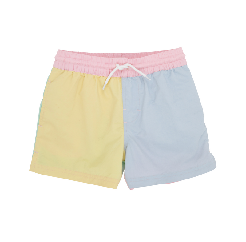 SeaYellowPalmBeachPinkSeafoam Country Club Colorblock Swim Trunk