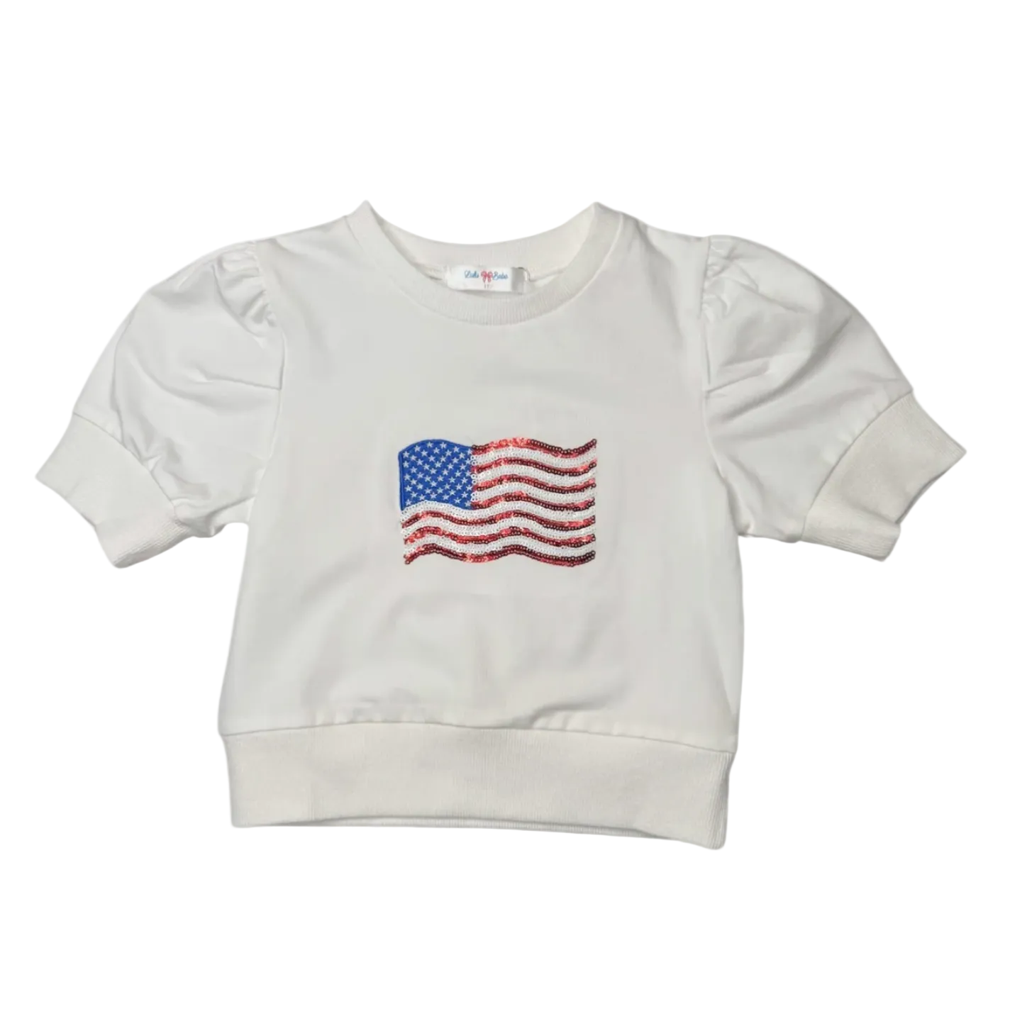 Sequin Flag Puff Sleeve Shirt