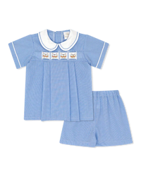 Noah Ribbon Short Set River Royal Minigingham