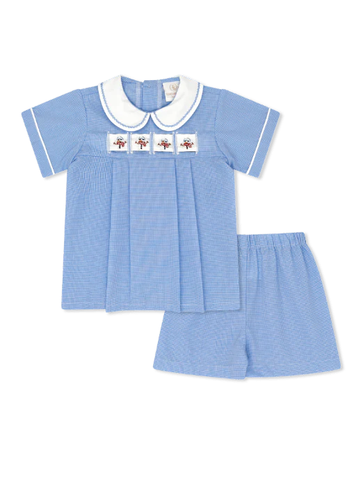 Noah Ribbon Short Set River Royal Minigingham