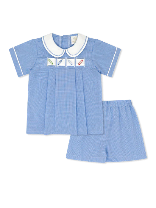 Noah Ribbon Short Set River Royal Minigingham