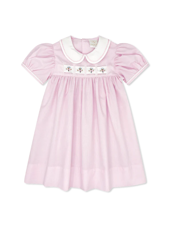 Ruth Ribbon Dress- Baby Pink Minigingham