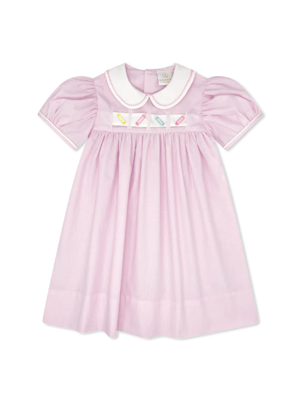 Ruth Ribbon Dress- Baby Pink Minigingham