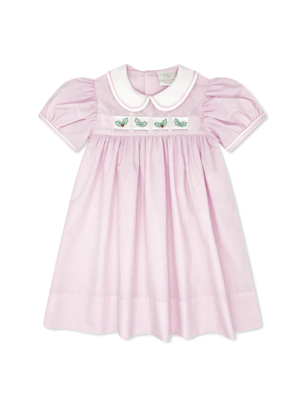 Ruth Ribbon Dress- Baby Pink Minigingham
