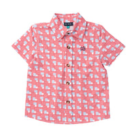 Short Sleeve Button Down Shirt - American Flag Plaid