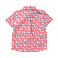 Short Sleeve Button Down Shirt - American Flag Plaid