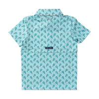 PRE-ORDER Short Sleeve Pro Performance Polo - Marina Green Pickleball Print