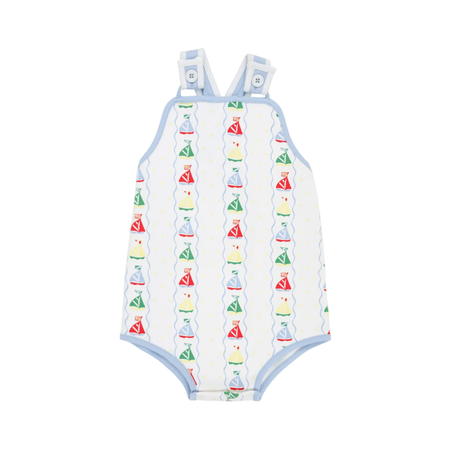 Skipper Sunsuit Pima Set Sail Beale Street Blue Worth Ave White