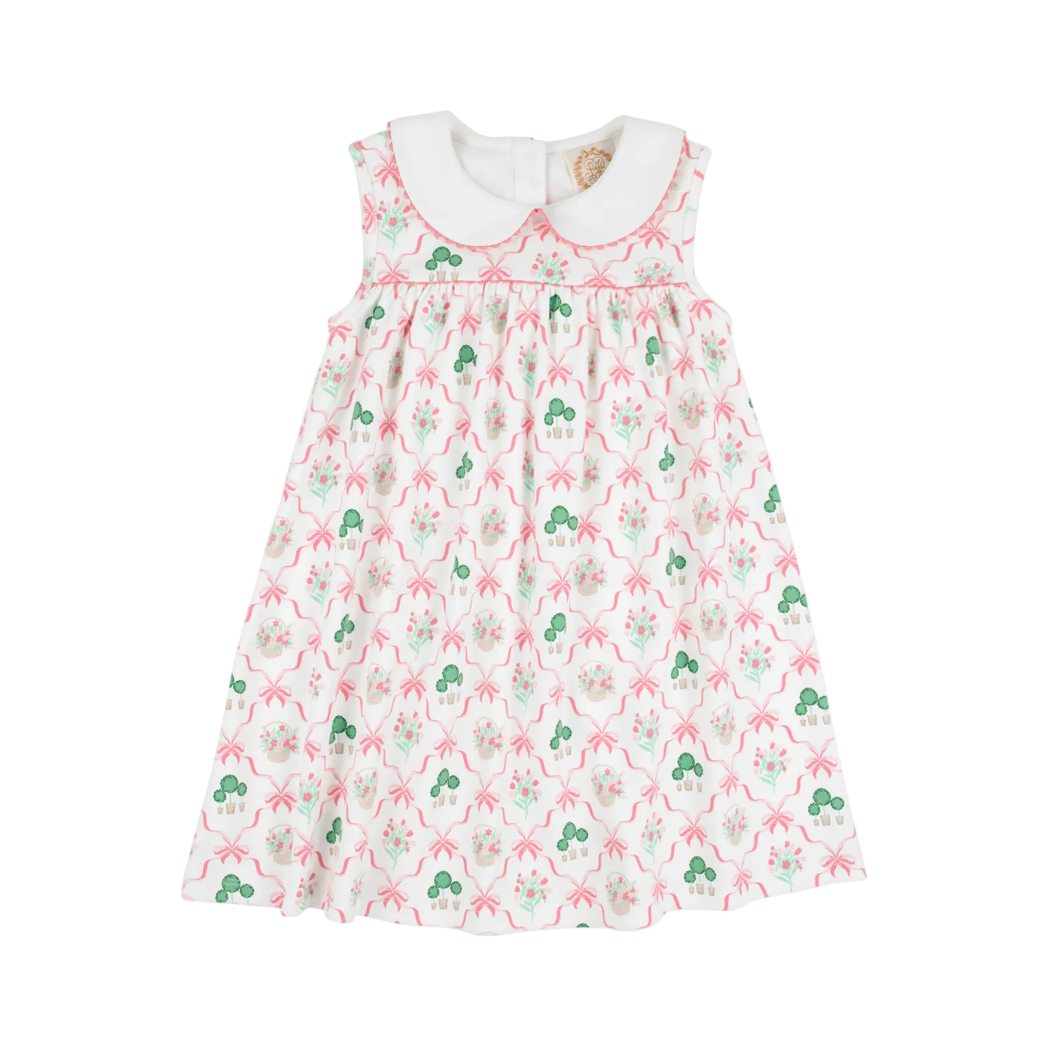 Sleeveless Mary Dal Dress Heavy Weight Knit Boxwood and Bows Romany Rose