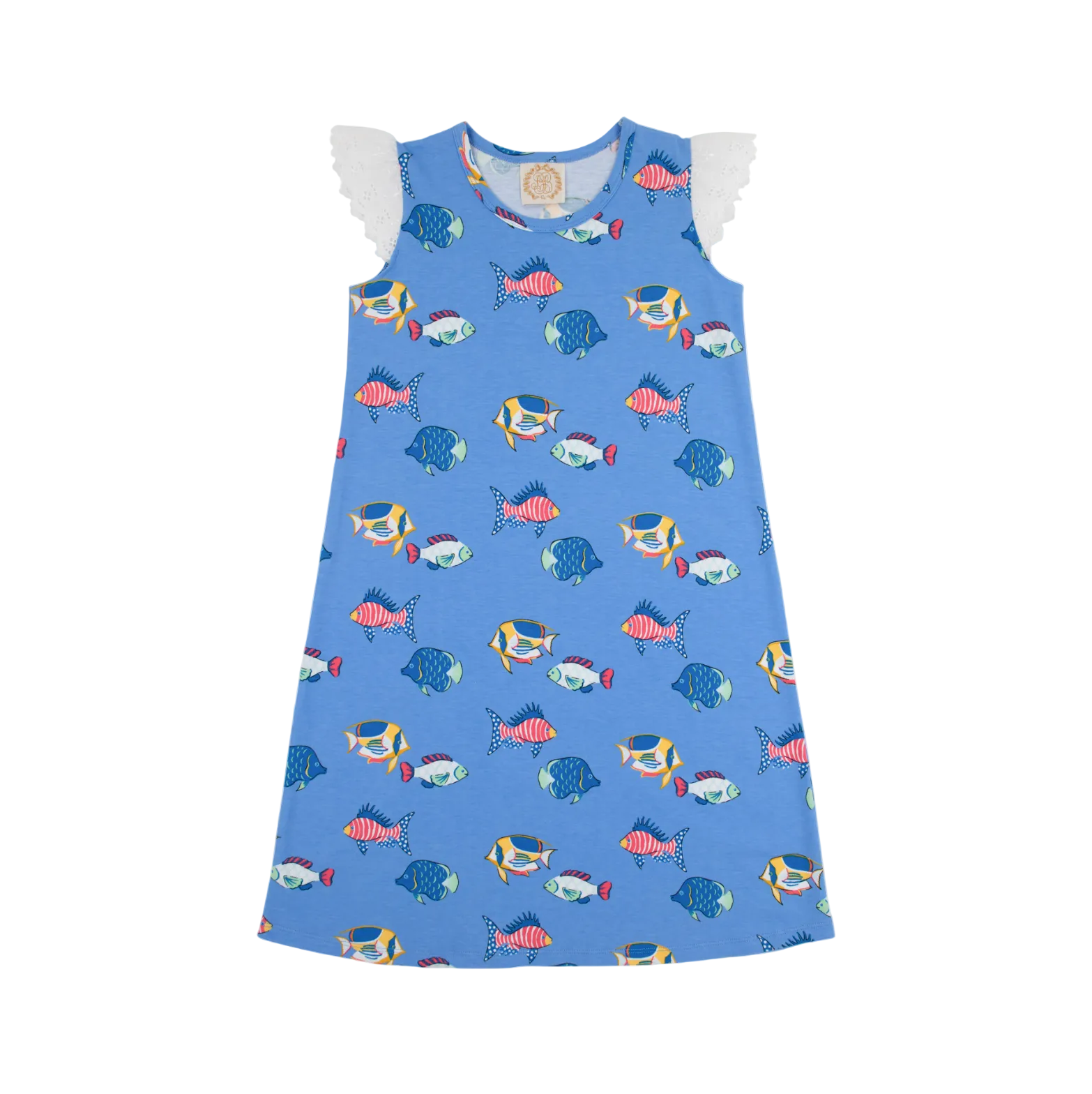 Sleeveless Polly Play Dress Eyelet Here Fishy Fishy Worth Ave White