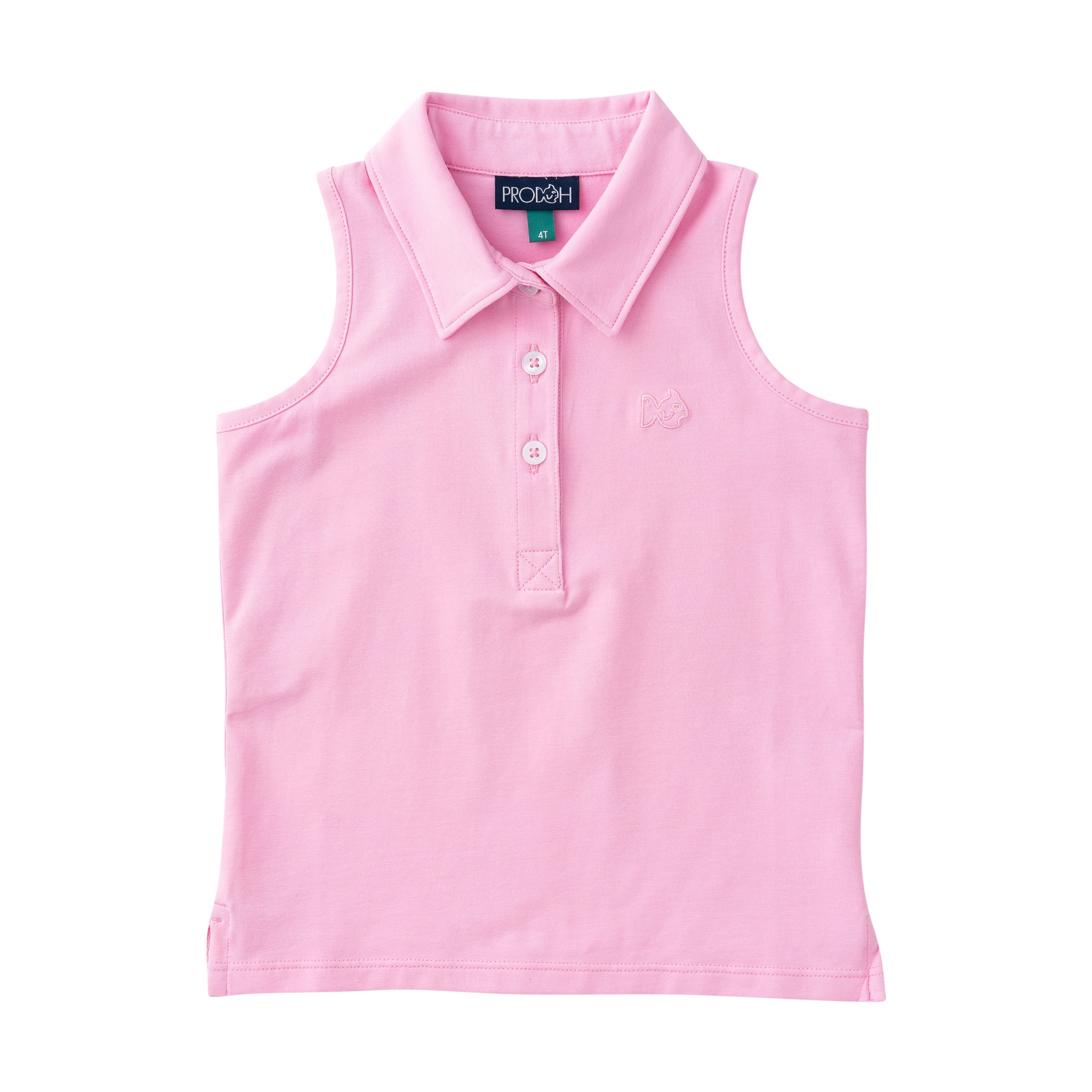 Sleeveless Solid Cotton Polo - Pink Frosting