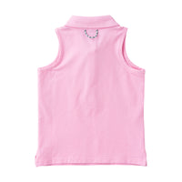 Sleeveless Solid Cotton Polo - Pink Frosting