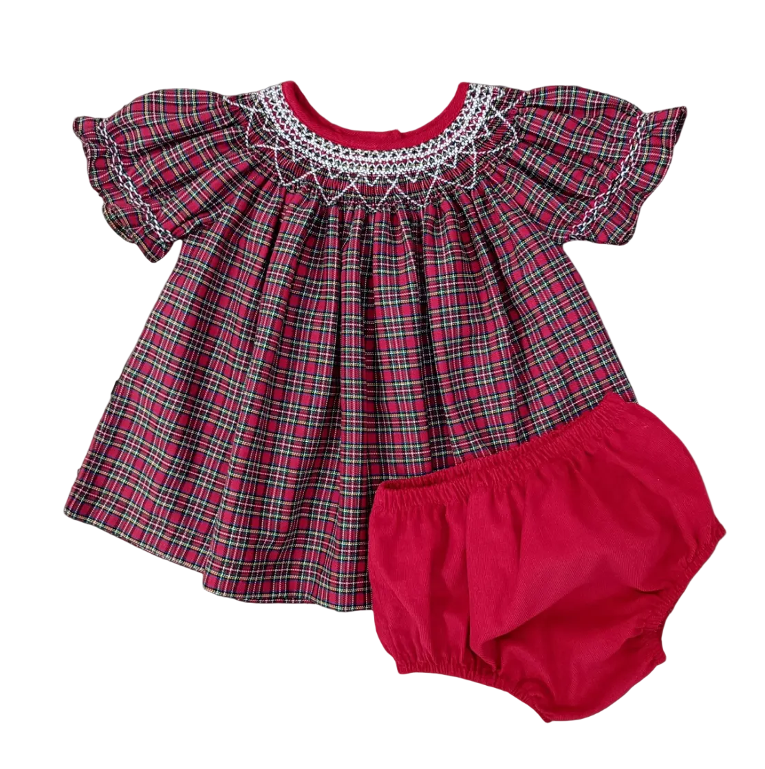 Smocked Bishop Plaid Bloomer Set