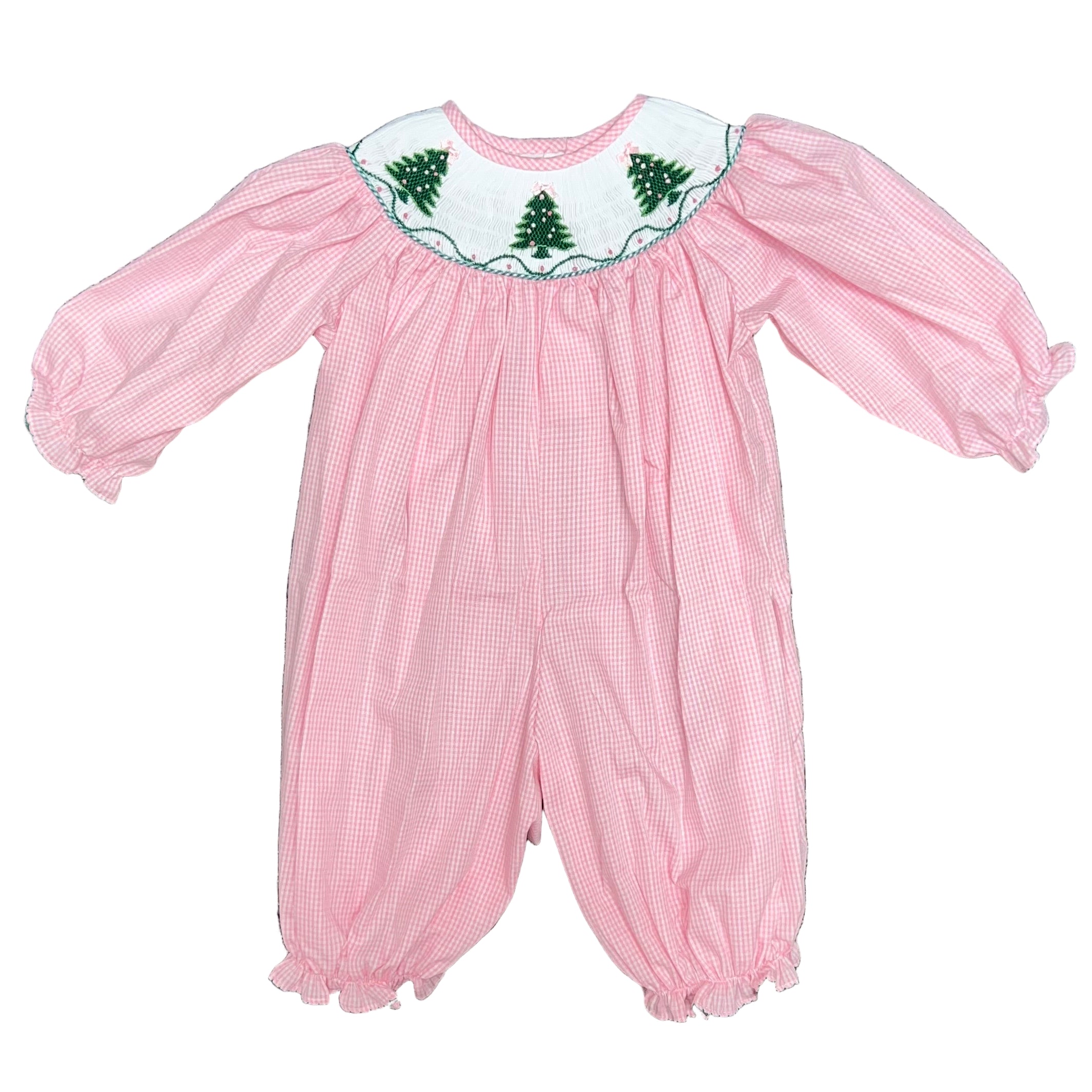 Smocked Christmas Tree Long Bishop Bubble