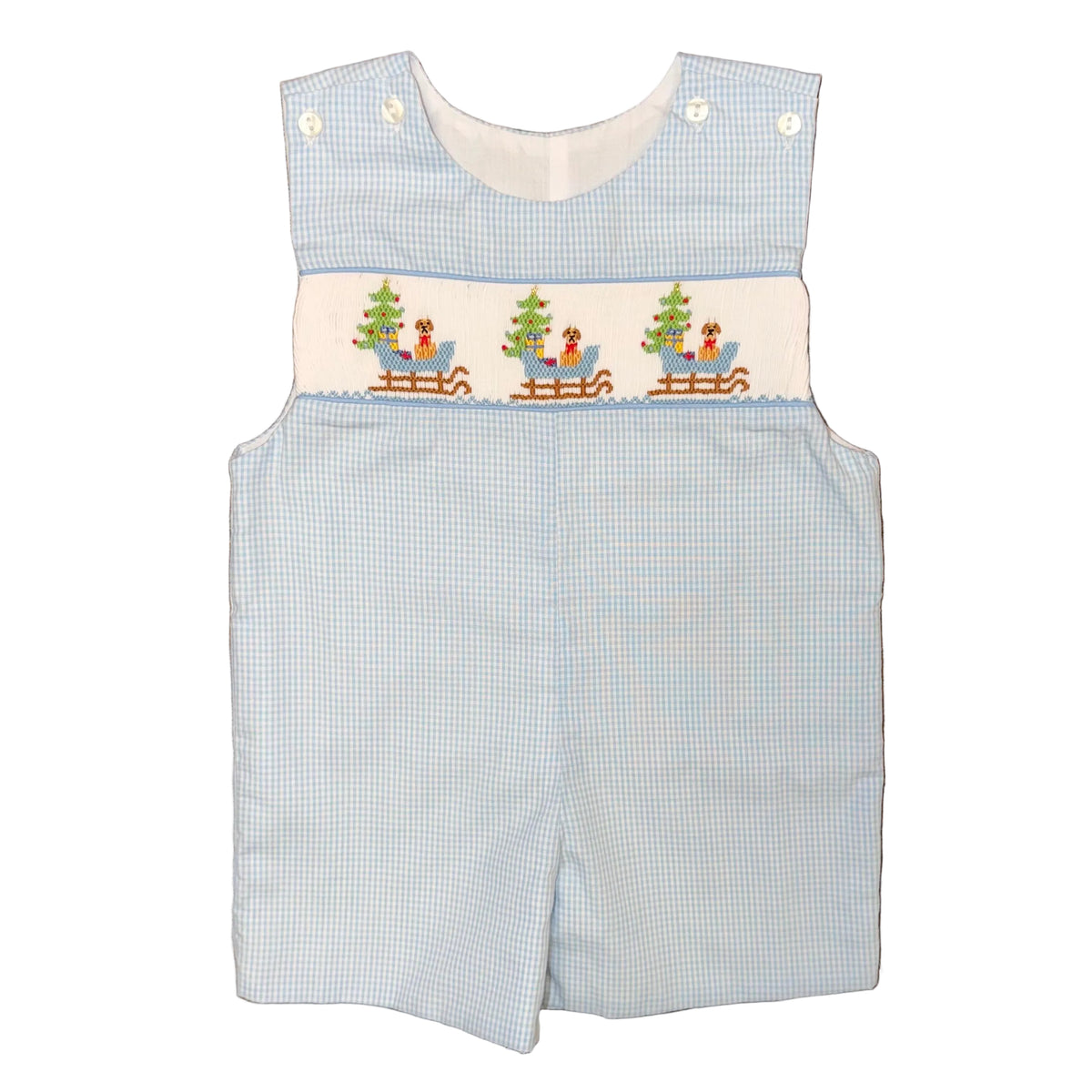 Smocked Puppy in Sleigh Shortall