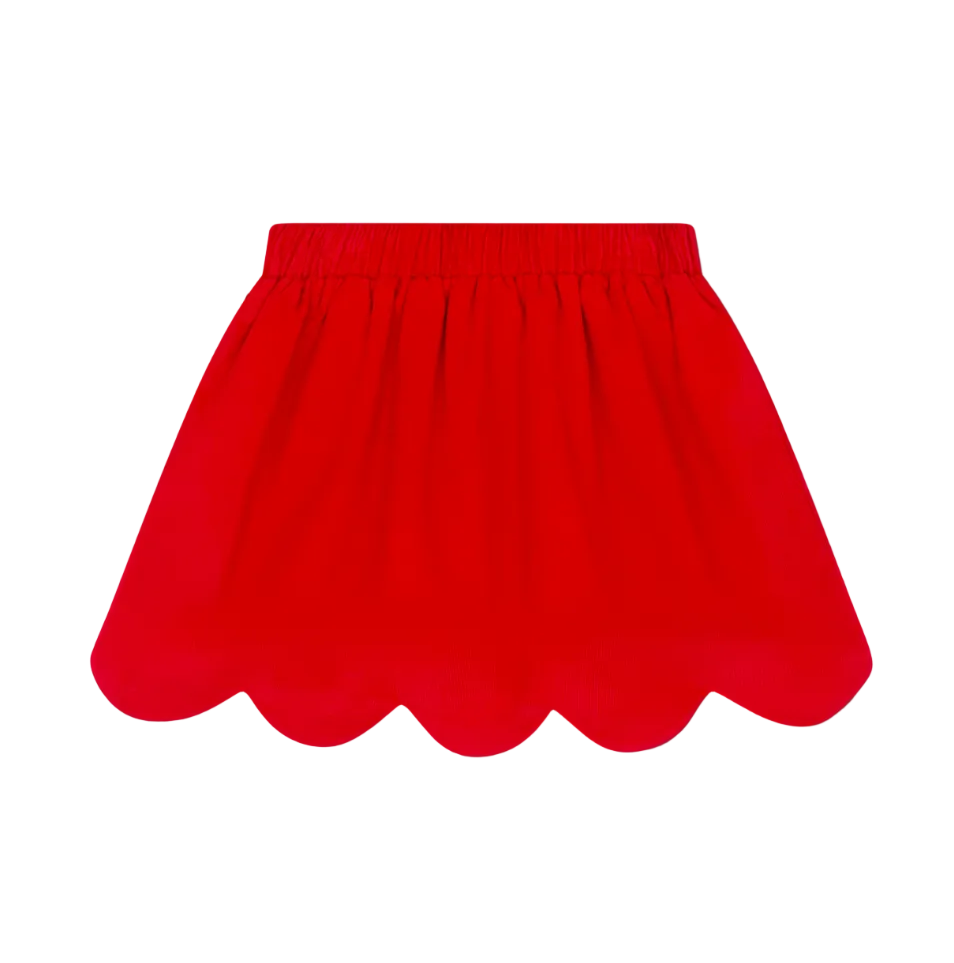 Susie Scallop Skirt High Point Red Corduroy