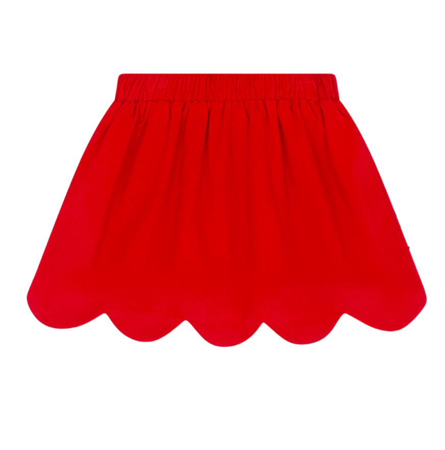 Susie Scallop Skirt High Point Red Corduroy