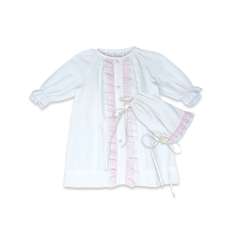 Lullaby Set Timeless NB Daygown Set - Blessings White/Pink