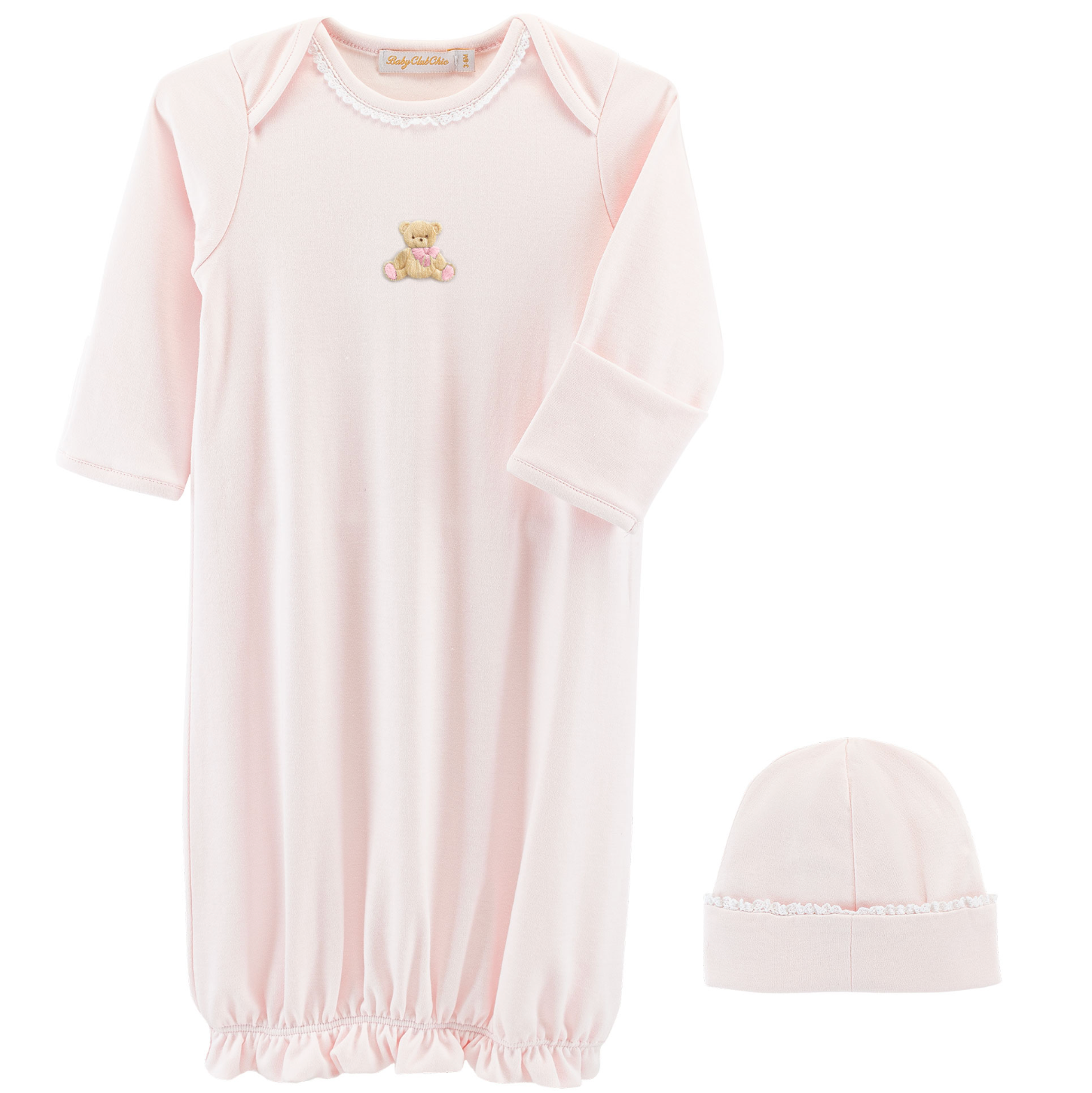 Toys - Pink Gown with Lace Trim and Hat Set