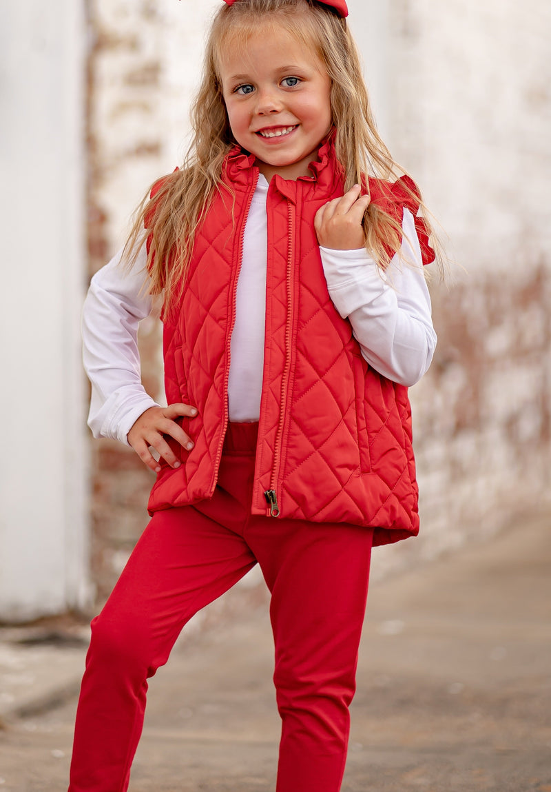 Vera Vest with Ruffles-Red