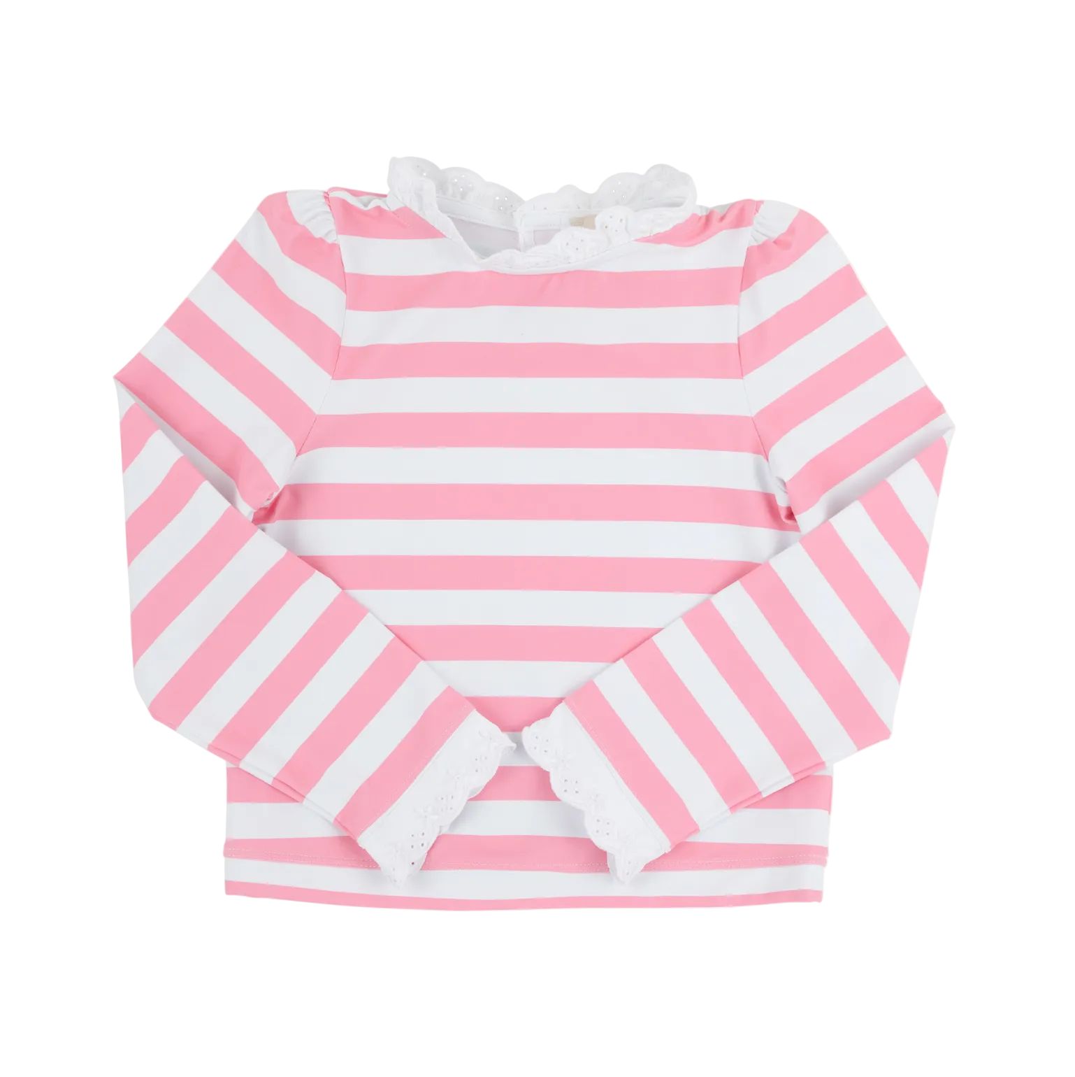 Winnie's Wave Spotter Swim Shirt UPF Caicos Cabana Stripe (Hamptons Hot Pink) Worth Ave White