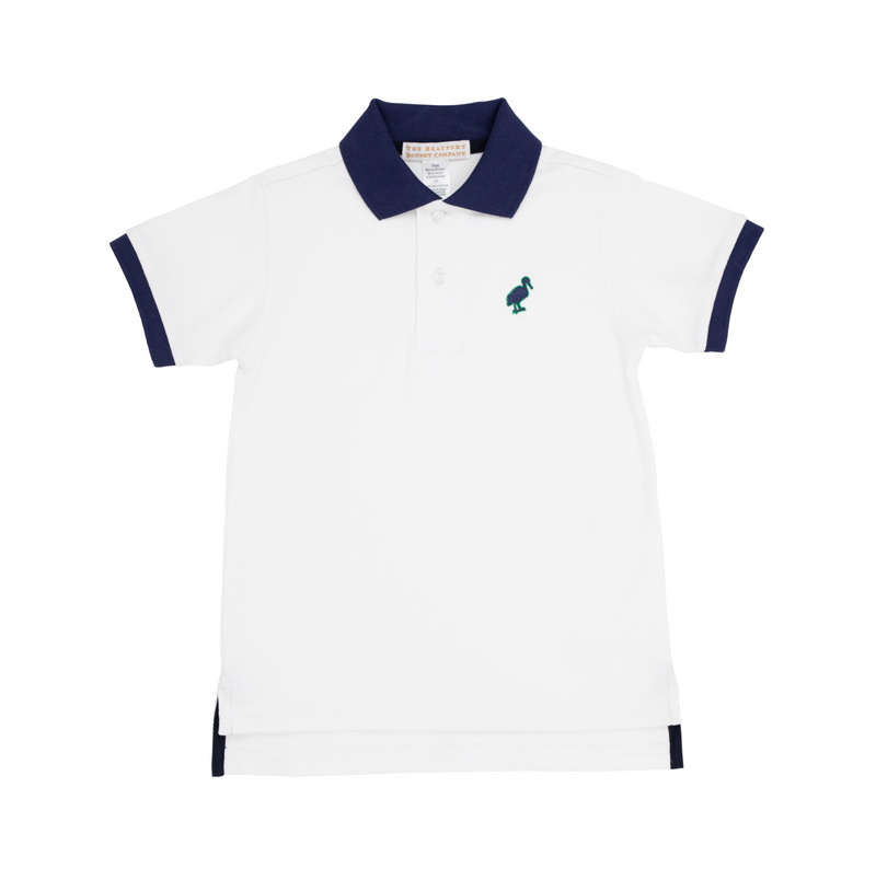 Worth Avenue White/Nantucket Navy/Kiawah Kelly Green Prim and Proper Polo