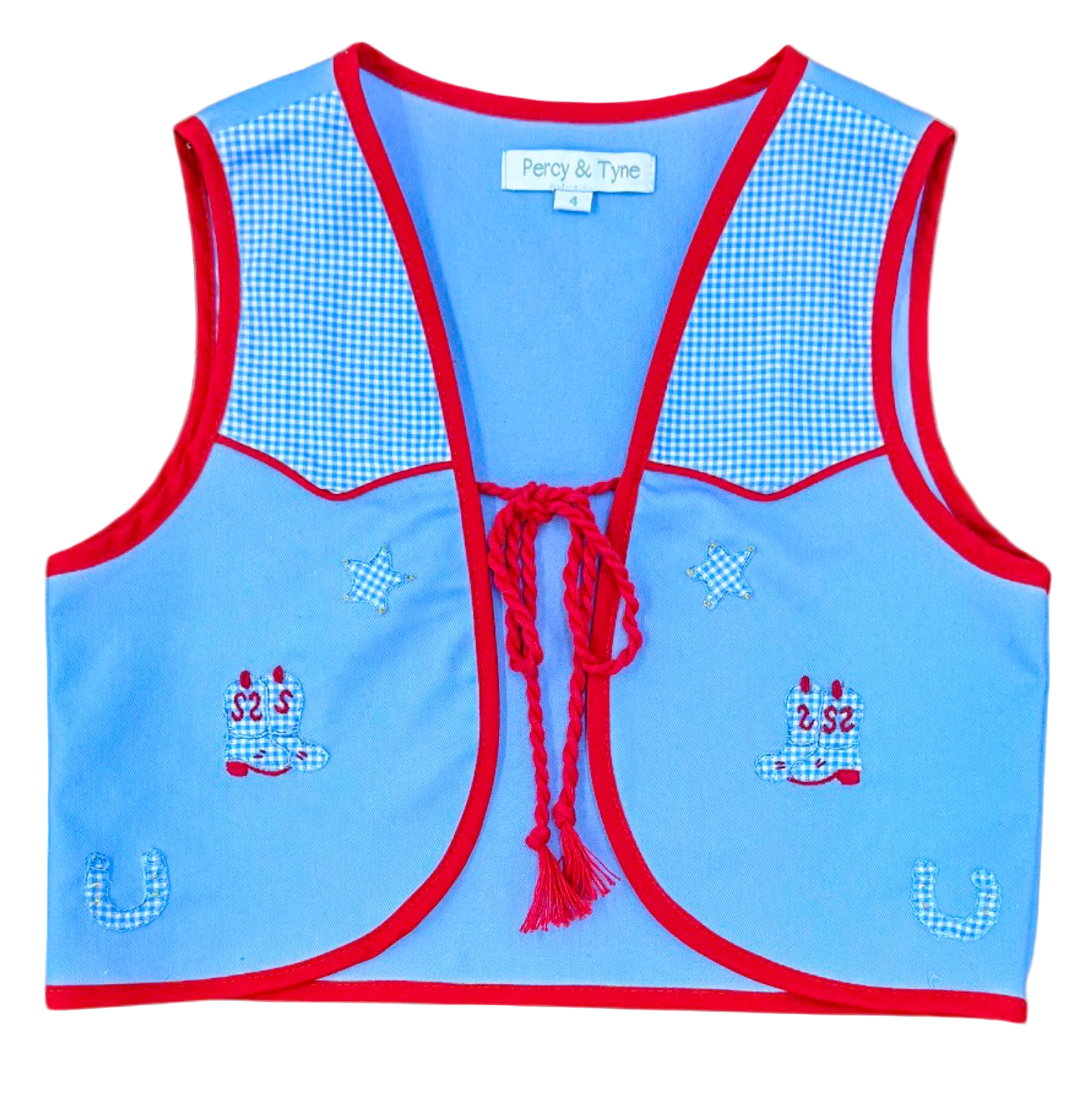 Wyatt Vest Baby Blue with Cowboy Embroidery