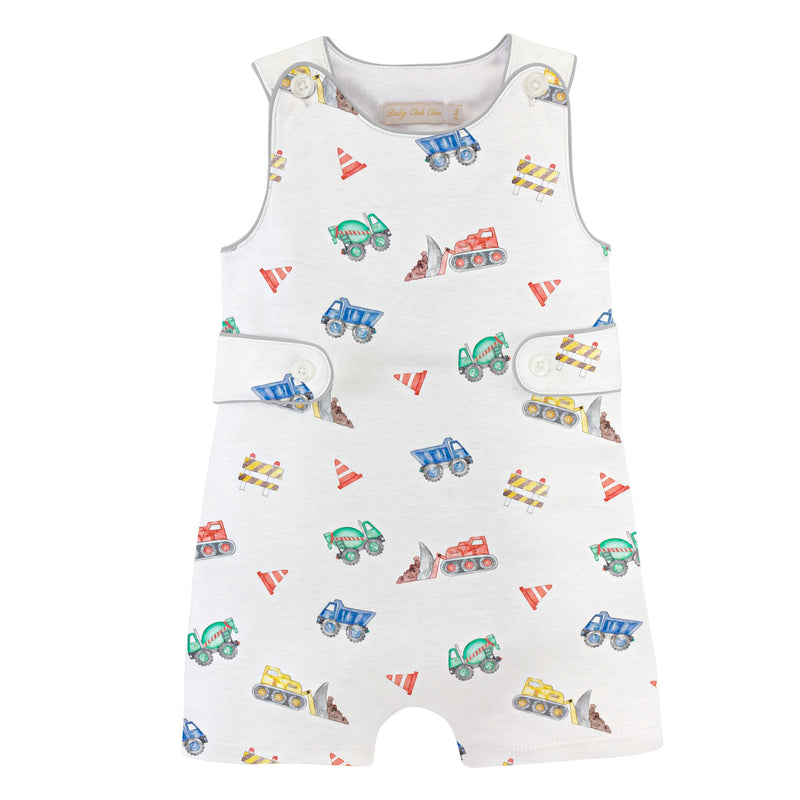 Construction Printed Romper w/Buttons