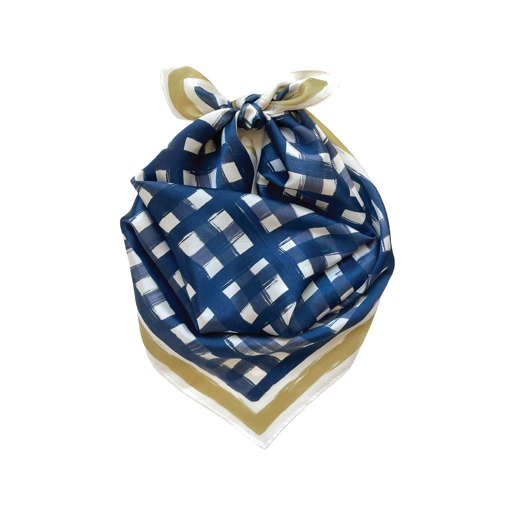 Tailgate Check Scarf in Navy & Gold