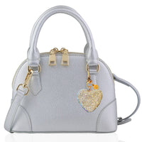 Charlotte Pleather Purse: Clear Crystal Heart