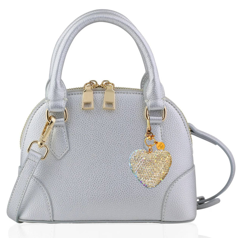 Charlotte Pleather Purse: Clear Crystal Heart