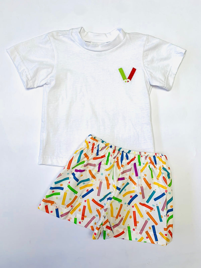 Crayon Embroidered Boy Set