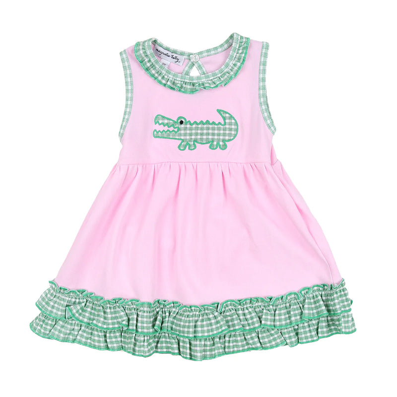 Gingham Alligator Sleeveless Toddler Dress