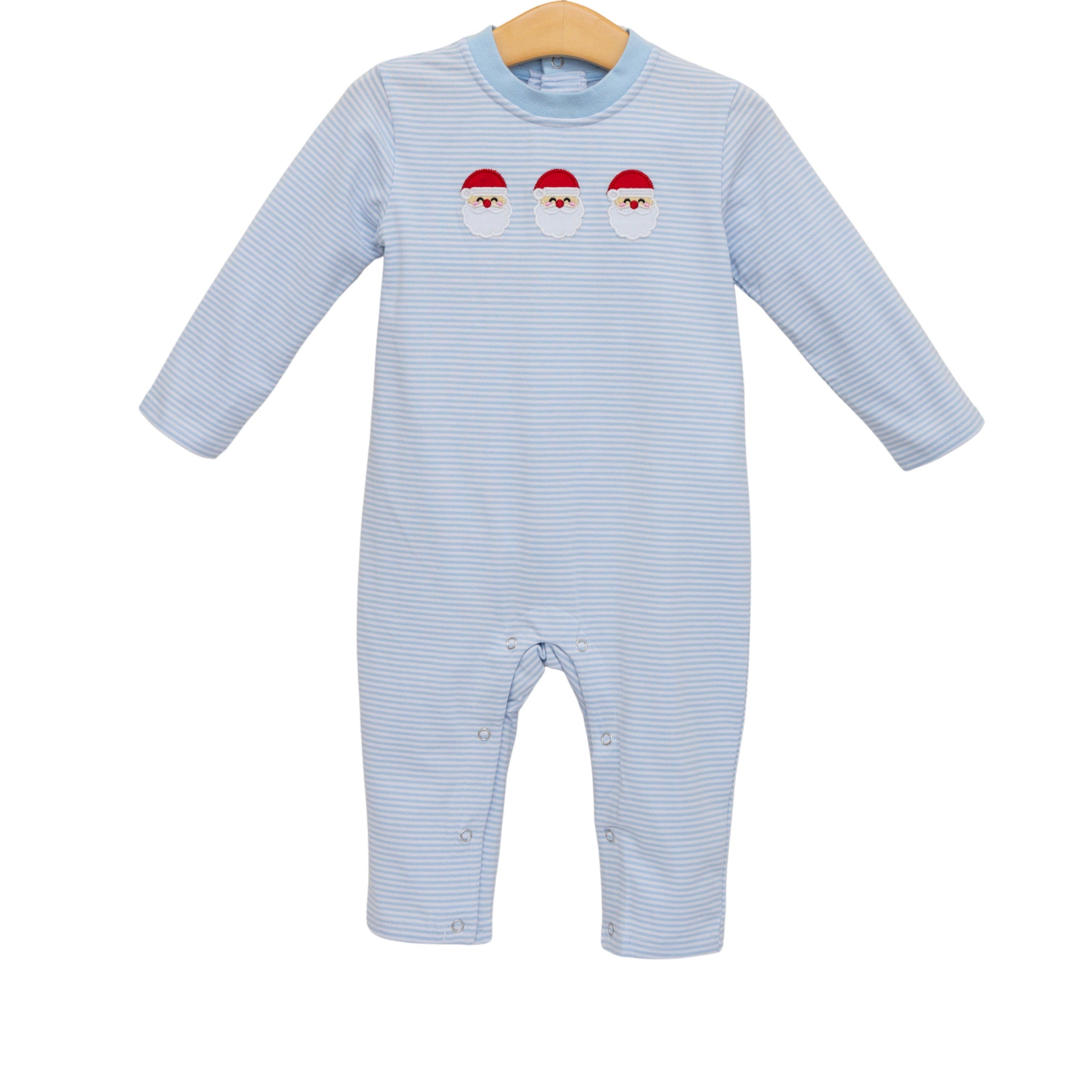 Santa Trio Romper- Blue