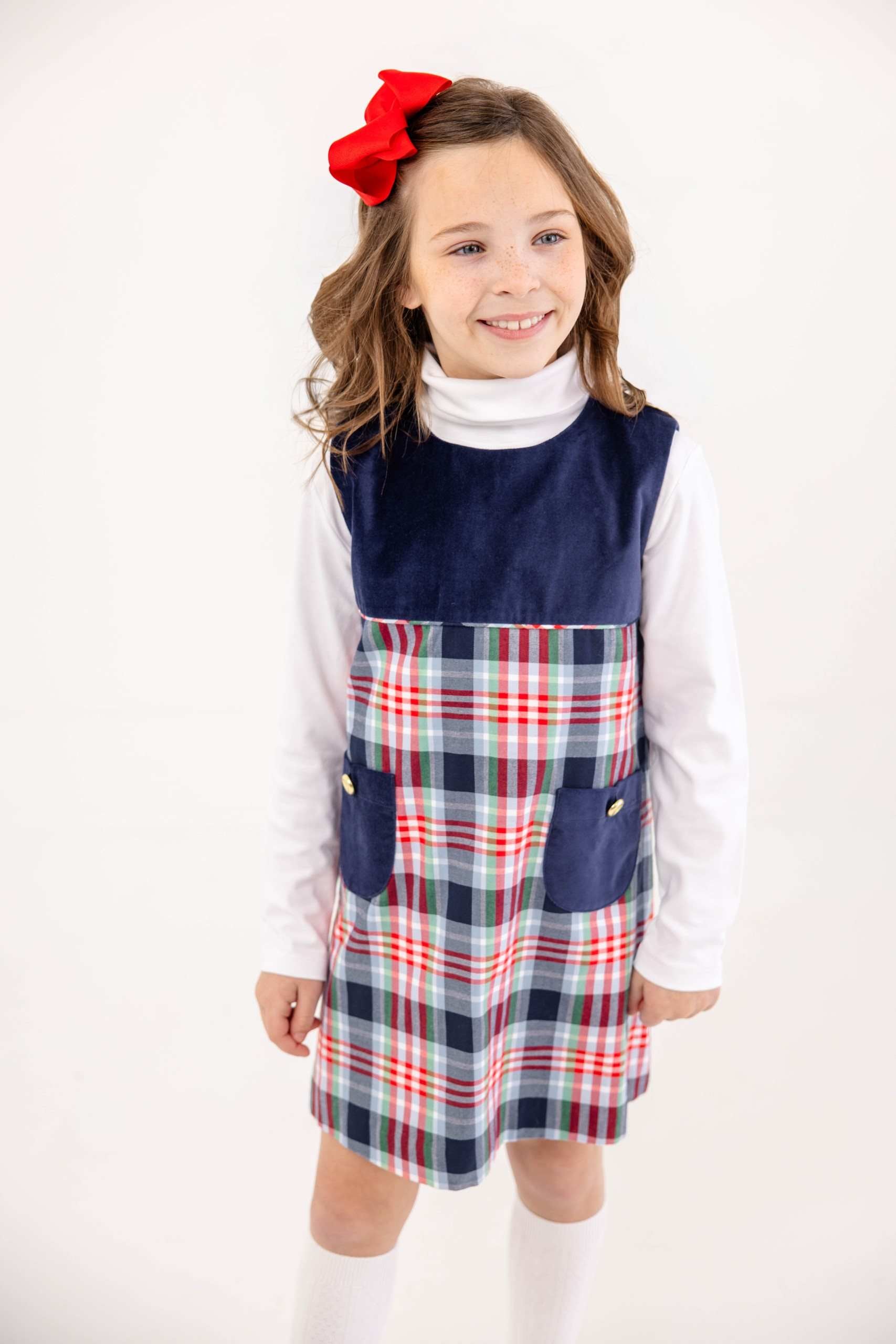 Jill Jumper Velveteen Nantucket Navy/Covington Cottage Plaid