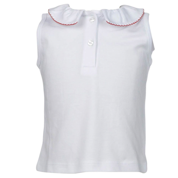 Red Trim Sleeveless Pima Top