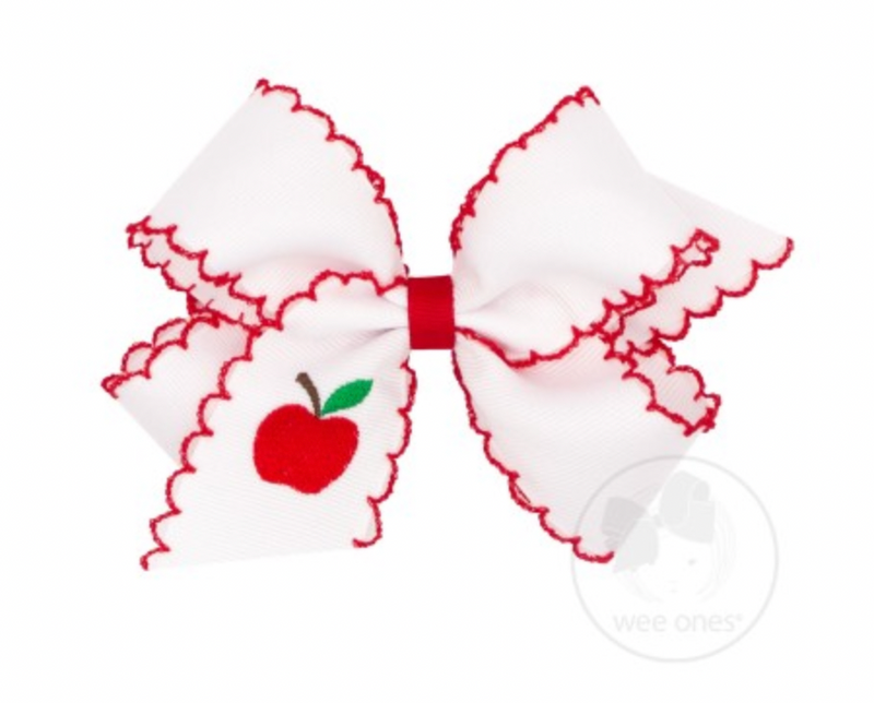 Apple Embroidered Bow- King