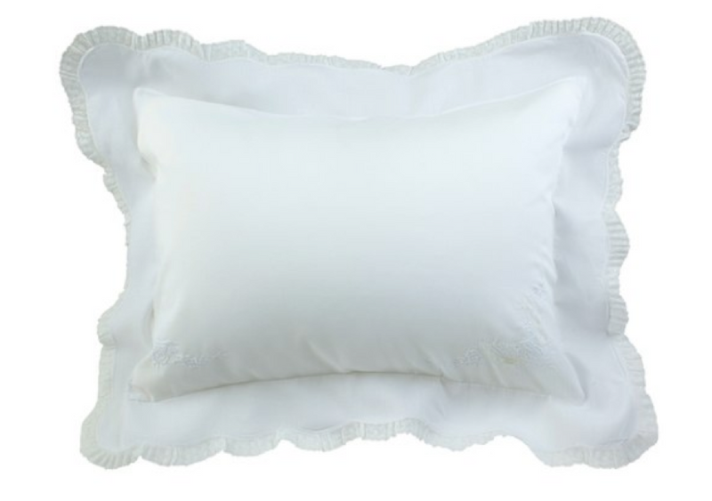 White Pillow Cover with Lace Trim by Feltman Brothers