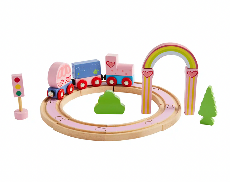 Mud Pie Rainbow Wood Train Set