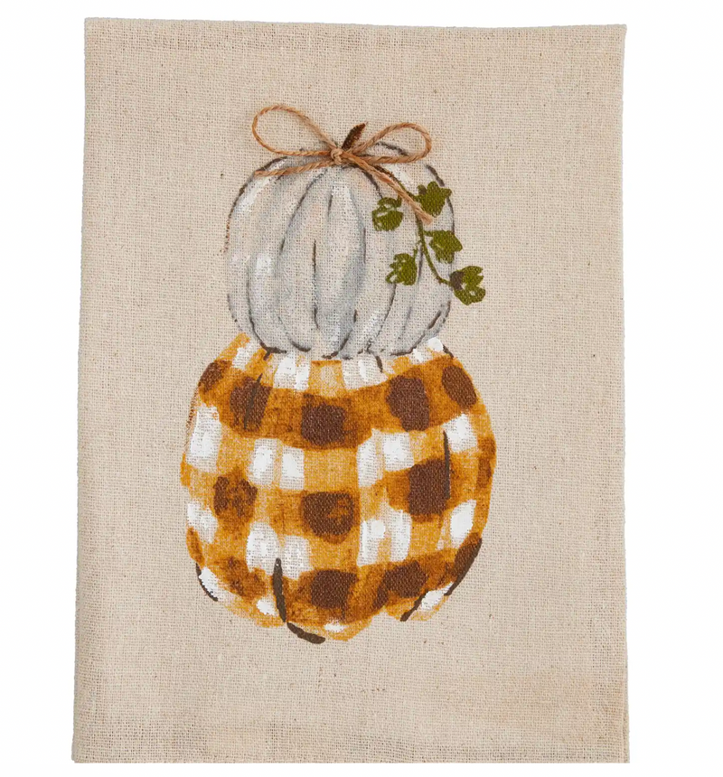 Mud Pie Stacked Pumpkin Hand Painted Towel