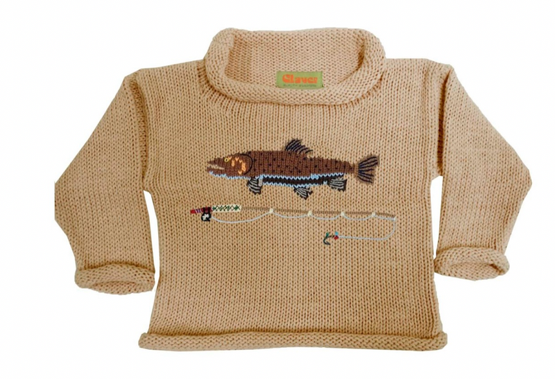 Luigi Trout and Fishing Rod Sweater