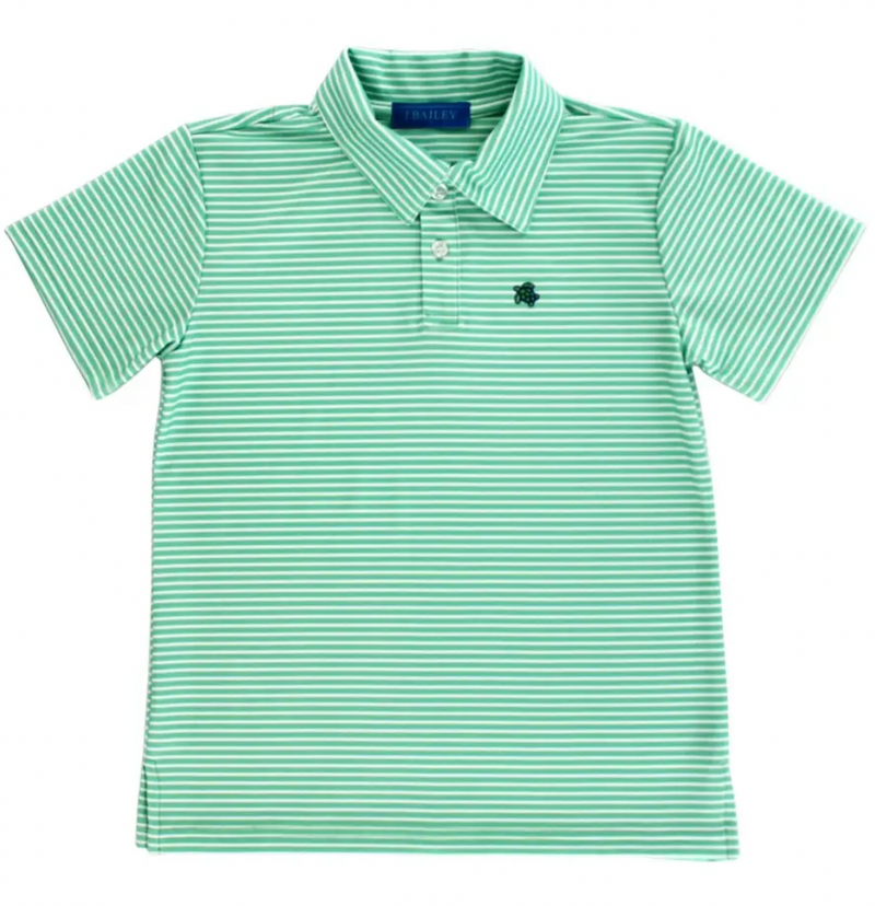 Green/White Stripe Short Sleeve Polo