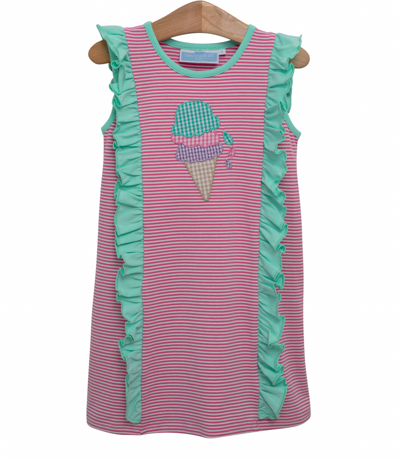 Ice Cream Cone Applique Ruffle Dress