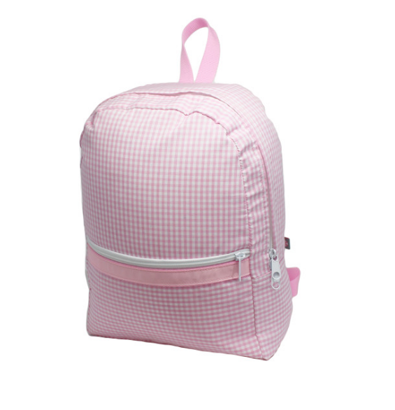 Mint Pink Gingham Medium Backpack