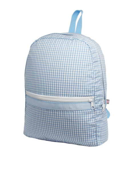 Mint Baby Blue Gingham Medium Backpack