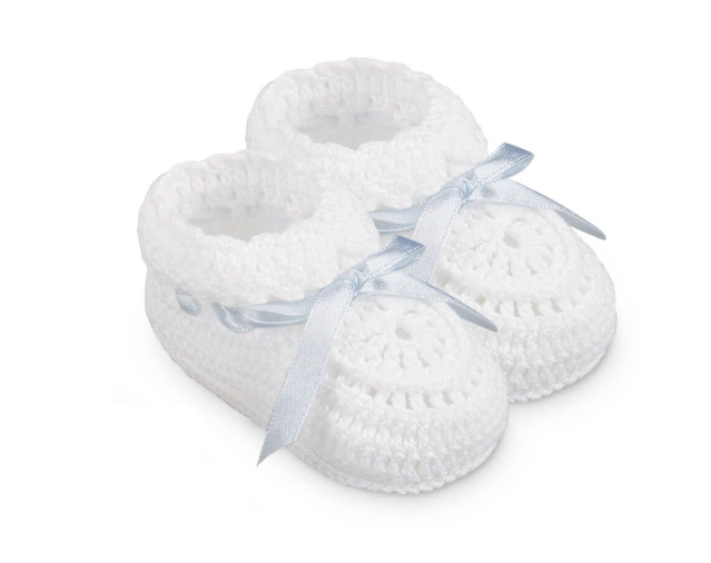 Hand Crochet Ribbon Newborn Bootie