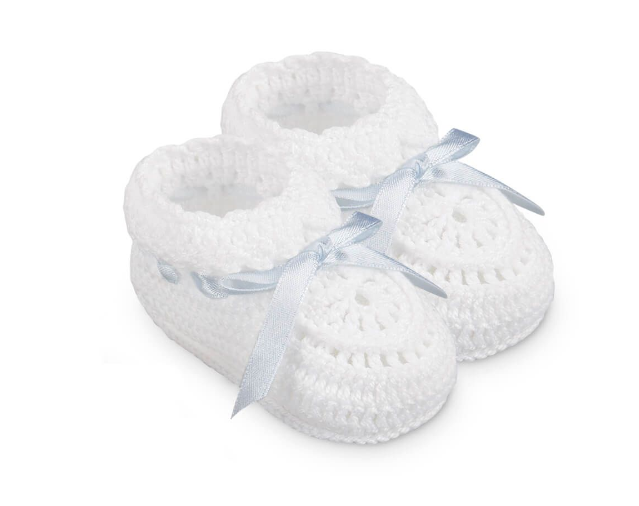 Jefferies Socks Hand Crochet Ribbon Newborn Bootie