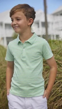 Green Striped Polo - Short Sleeve