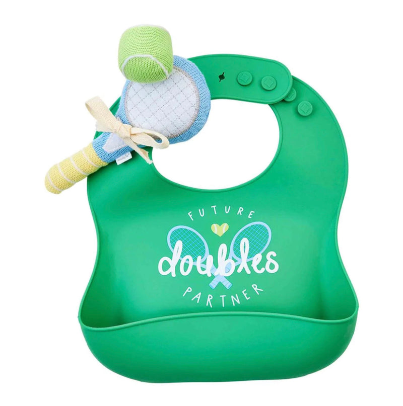 Tennis Silicone Bib and Rattle