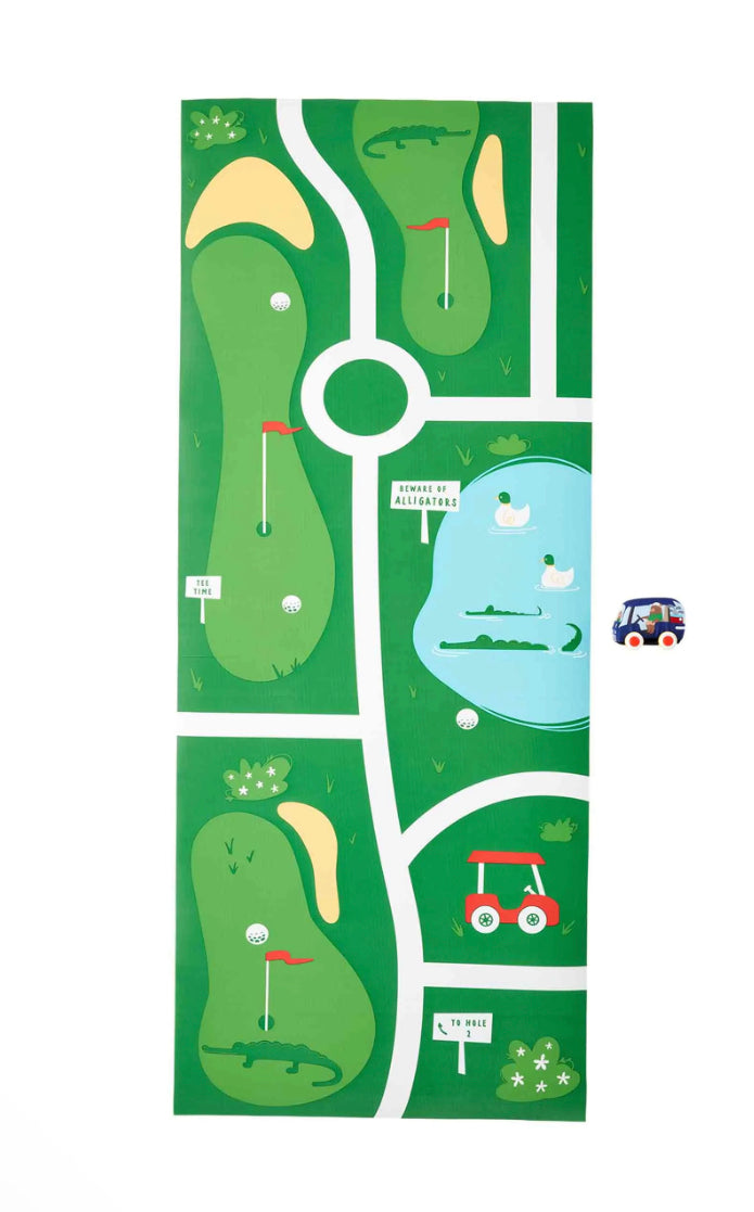 Blue Cart with Golf Course Mat